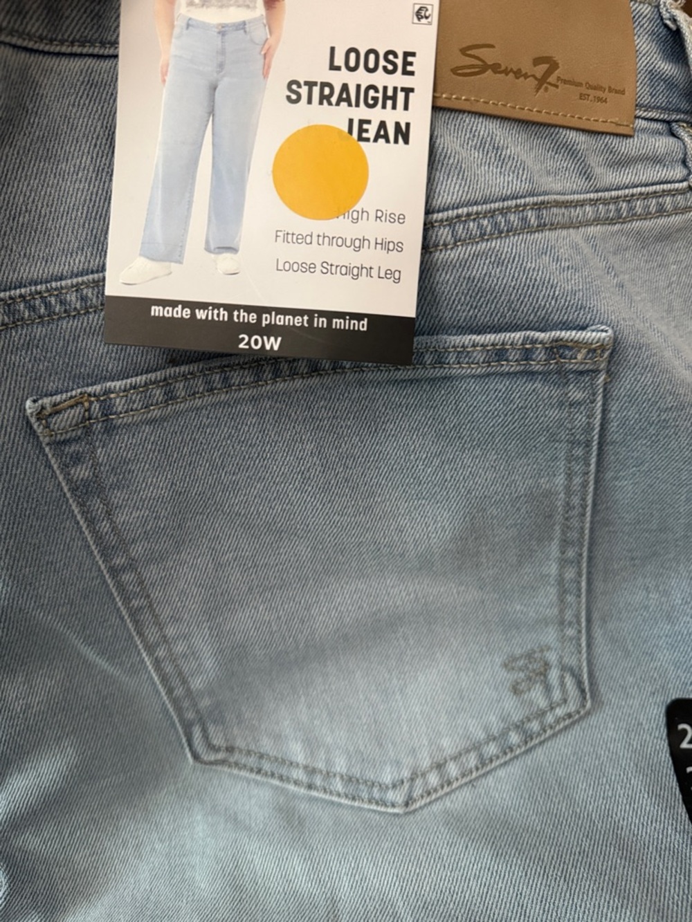 Seven7 Light Blue High-Rise Straight Jeans
